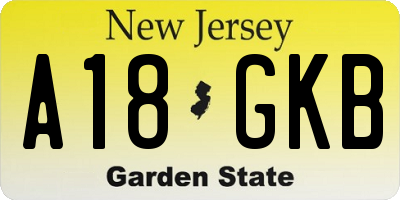 NJ license plate A18GKB