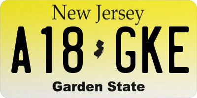 NJ license plate A18GKE