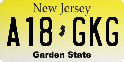 NJ license plate A18GKG