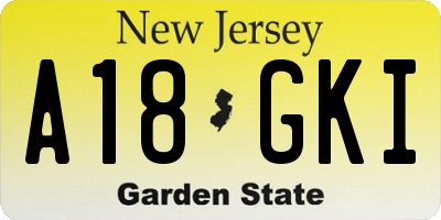 NJ license plate A18GKI