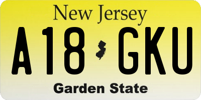 NJ license plate A18GKU