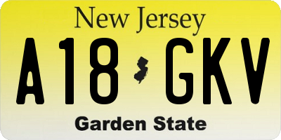 NJ license plate A18GKV