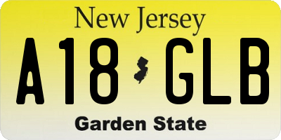 NJ license plate A18GLB