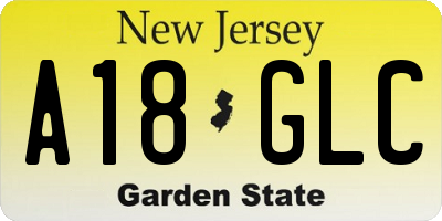 NJ license plate A18GLC