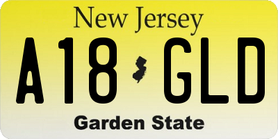 NJ license plate A18GLD