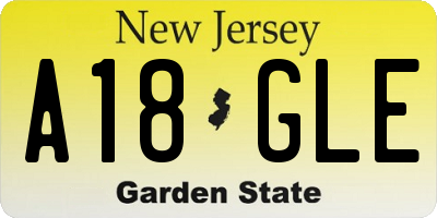 NJ license plate A18GLE