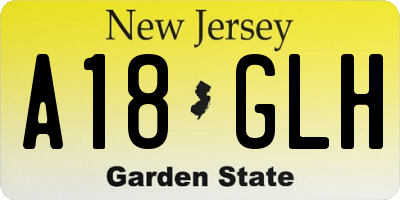 NJ license plate A18GLH