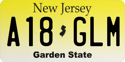 NJ license plate A18GLM