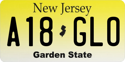 NJ license plate A18GLO