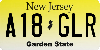 NJ license plate A18GLR
