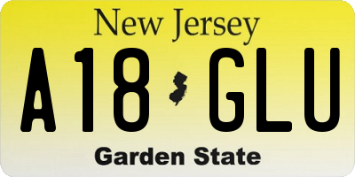 NJ license plate A18GLU