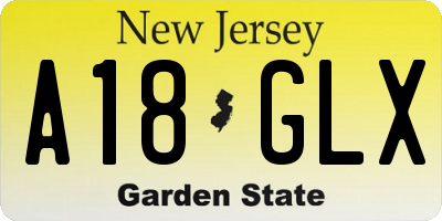 NJ license plate A18GLX
