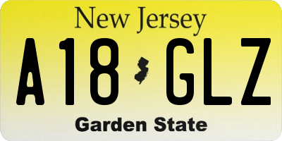 NJ license plate A18GLZ