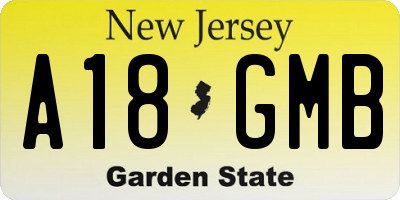NJ license plate A18GMB