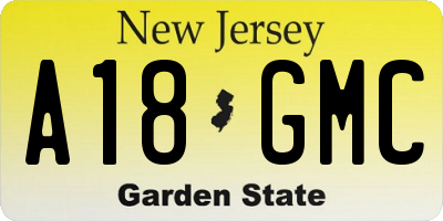 NJ license plate A18GMC