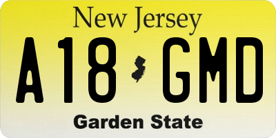 NJ license plate A18GMD