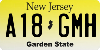 NJ license plate A18GMH
