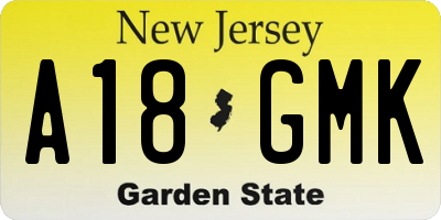 NJ license plate A18GMK