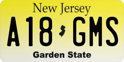 NJ license plate A18GMS