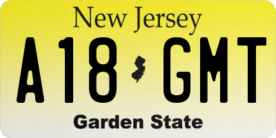 NJ license plate A18GMT