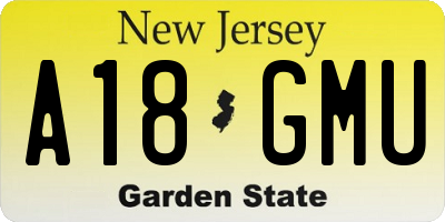 NJ license plate A18GMU