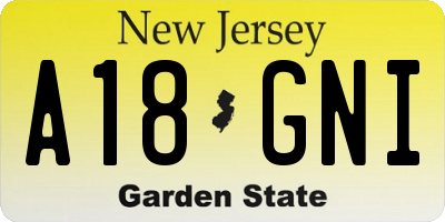 NJ license plate A18GNI