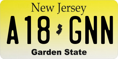 NJ license plate A18GNN