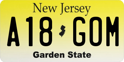 NJ license plate A18GOM