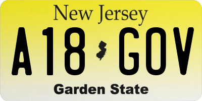 NJ license plate A18GOV