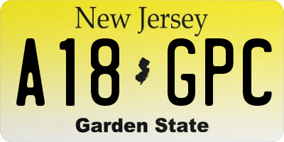 NJ license plate A18GPC