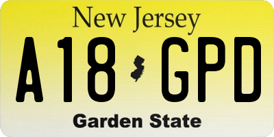 NJ license plate A18GPD