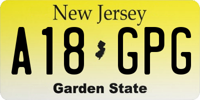 NJ license plate A18GPG