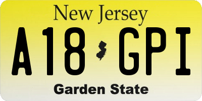 NJ license plate A18GPI