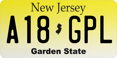 NJ license plate A18GPL