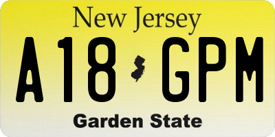 NJ license plate A18GPM