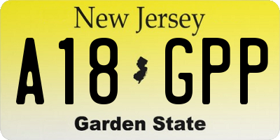 NJ license plate A18GPP