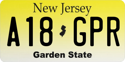 NJ license plate A18GPR