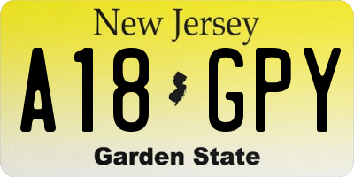 NJ license plate A18GPY