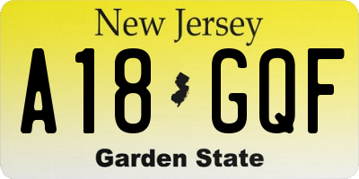 NJ license plate A18GQF