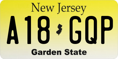 NJ license plate A18GQP
