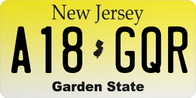 NJ license plate A18GQR