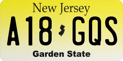 NJ license plate A18GQS