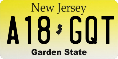 NJ license plate A18GQT