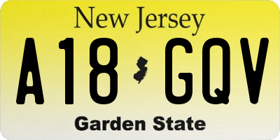NJ license plate A18GQV
