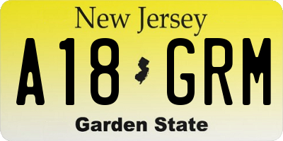 NJ license plate A18GRM