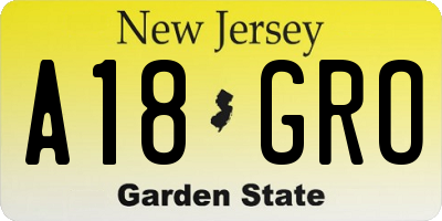 NJ license plate A18GRO