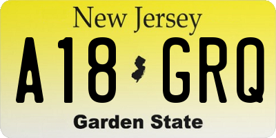NJ license plate A18GRQ
