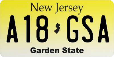 NJ license plate A18GSA