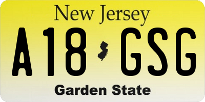 NJ license plate A18GSG