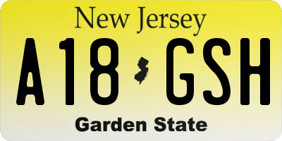 NJ license plate A18GSH